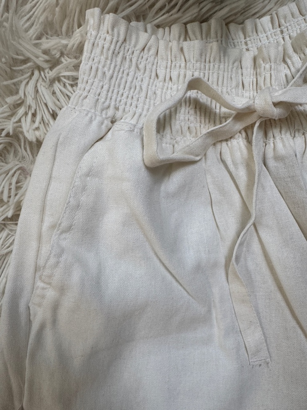 Love Tree Elastic-Waist Tie Front Shorts π Ivory - Picture 7 of 15